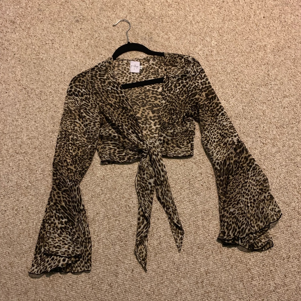 Princess Polly cheetah print front tie crop top